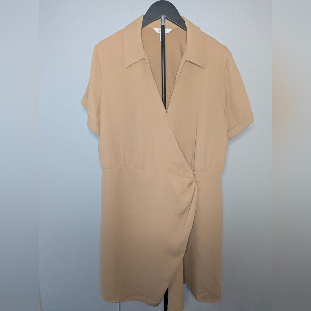 Nine West Tan Mini Wrap Dress